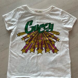Gucci White and Green Graphic Tee